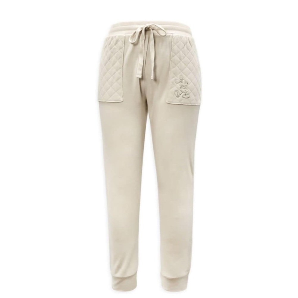 Disney Mickey Mouse Quilted Jogger Pants for Women - Cream